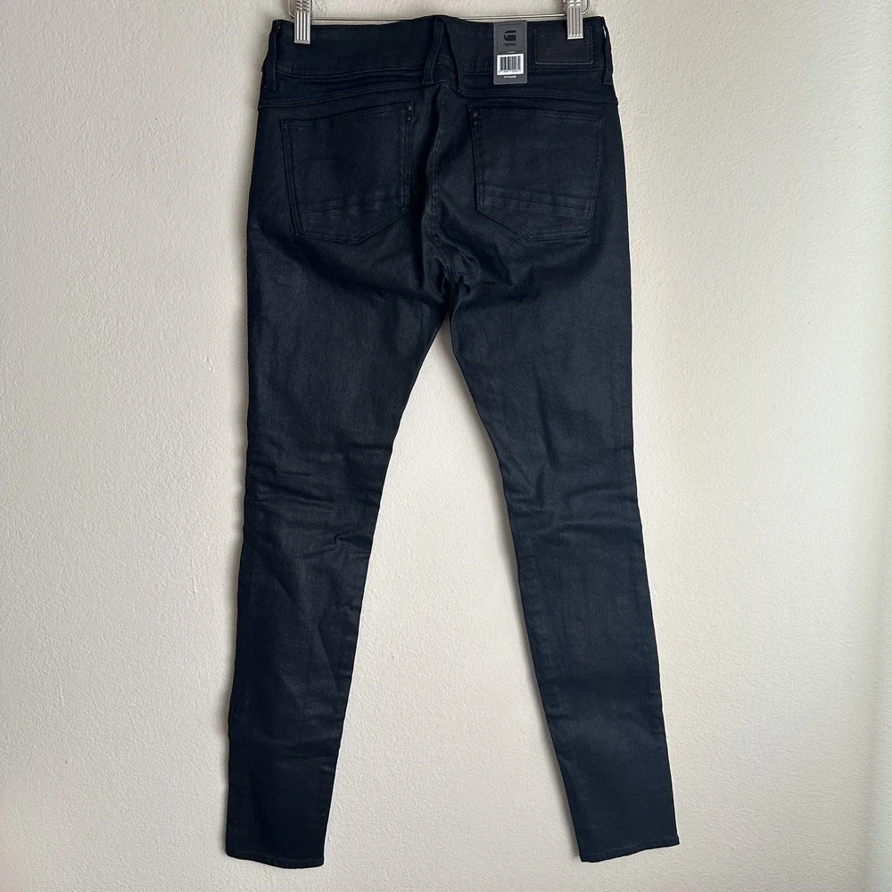 G-Star Raw Lynn Mid Skinny Jeans Womens 29x34 Black 3D Dark Aged Stretch Denim